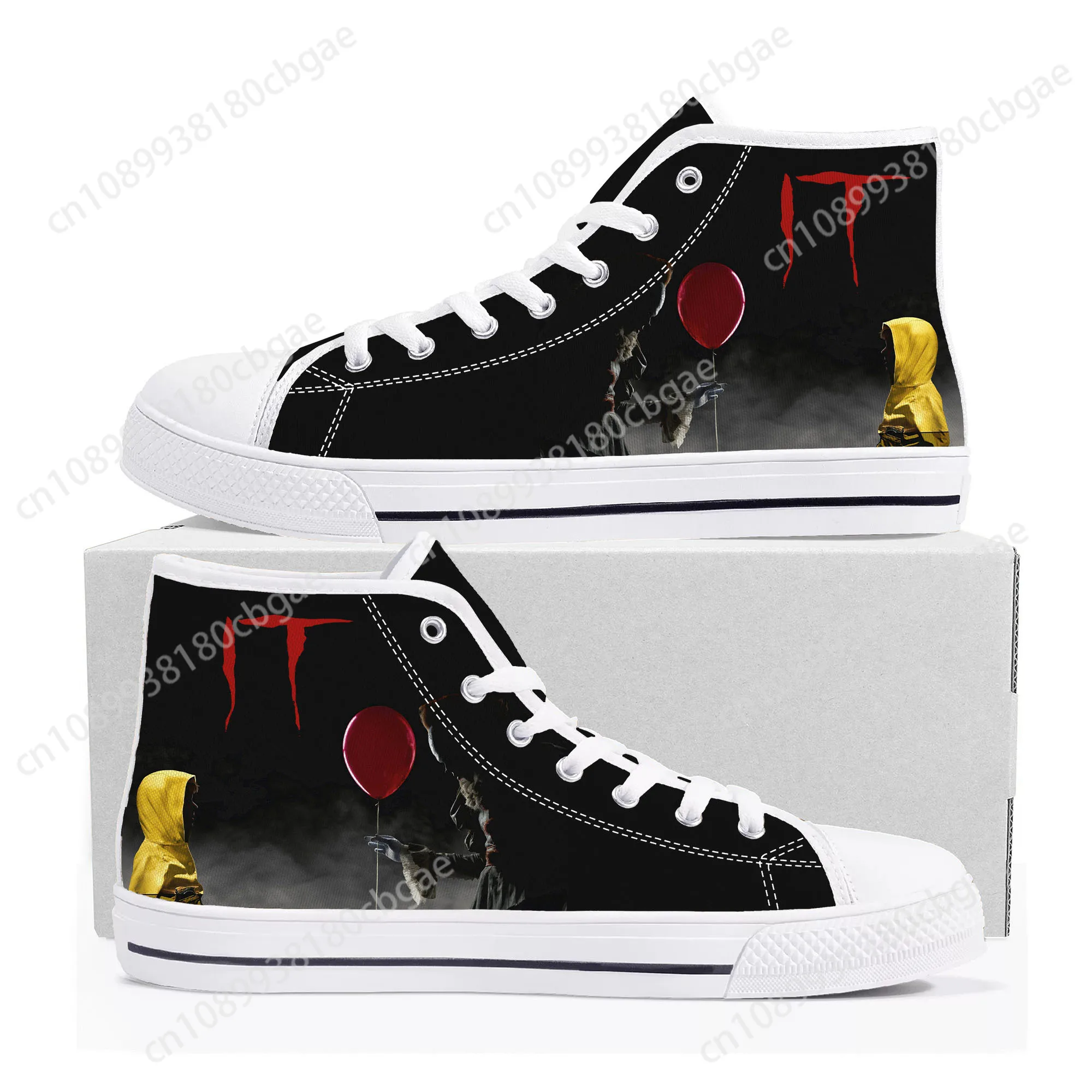 It Movie Pennywise the dancing clown High Top Sneakers Mens Womens Teenager Canvas Sneaker Casual Shoes Customize Shoe