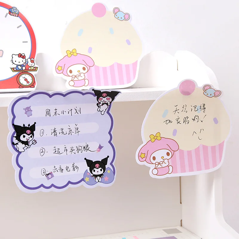 Imagem -03 - Lot Kuromi Melody Memo Pad Sanrio Kitty Sticky Notes Stationery Label Notepad Planner Sticker Post School Supplies 24 Pcs