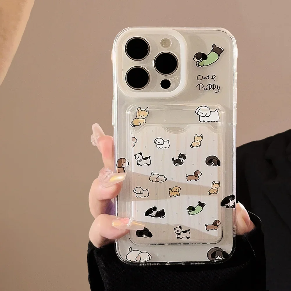 Zabawny szczeniak przedszkole Etui na karty fotograficzne Przezroczyste etui na telefon do iPhone'a 16 15 14 13 12 Pro Max Xr 15 14 Plus Etui Cute Cover