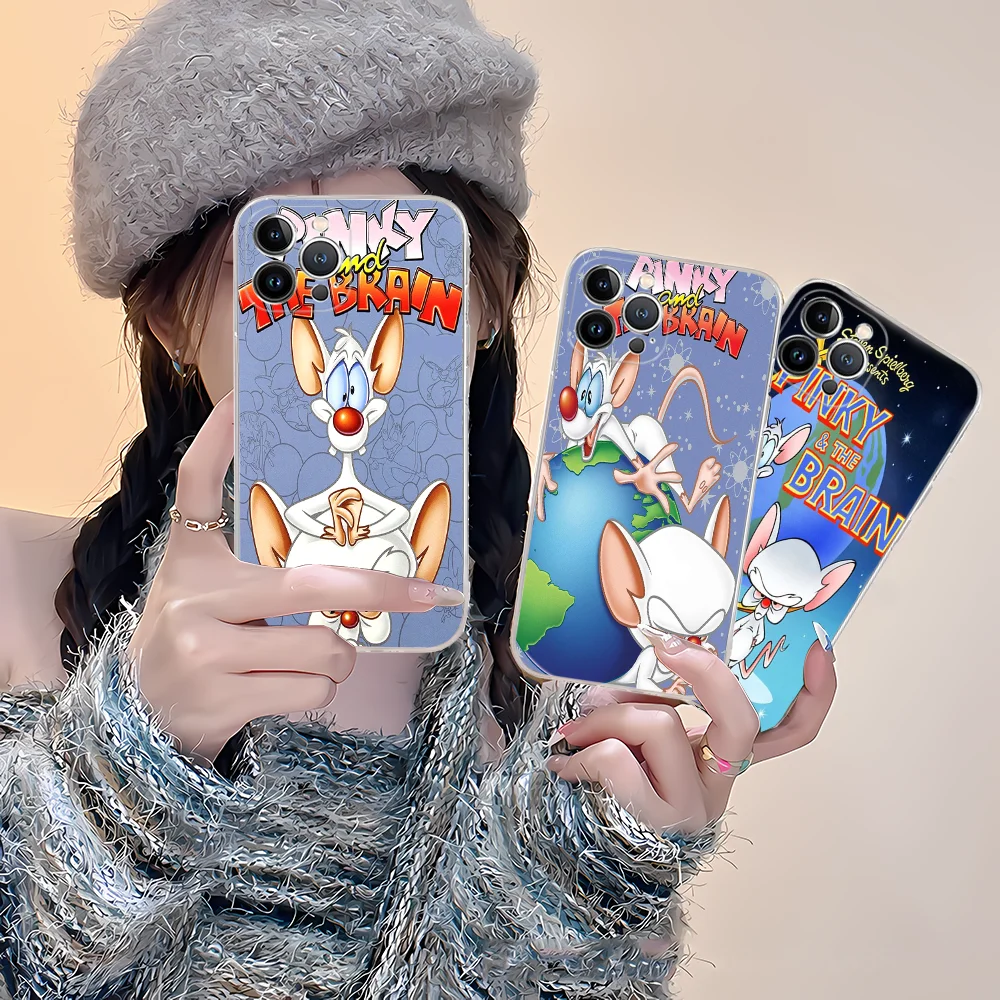 Cartoon P-Pinkys and T-The B-Brains Phone Case For iPhone 16 15 14 13 12 Mini 11 Pro XS Max X XR SE 6 7 8 Plus Soft Silicone