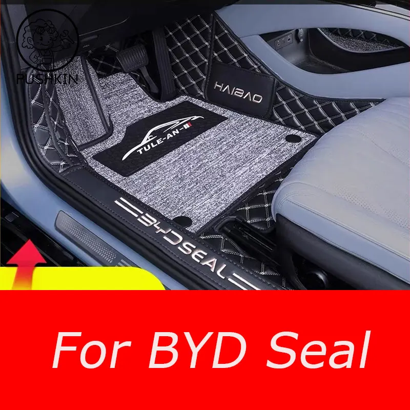 

Для BYD SEAL EV 2023 2024, коврики RHD с левым рулем, правый руль, четыре сезона, водонепроницаемые автомобильные коврики из искусственной кожи, коврики в багажник
