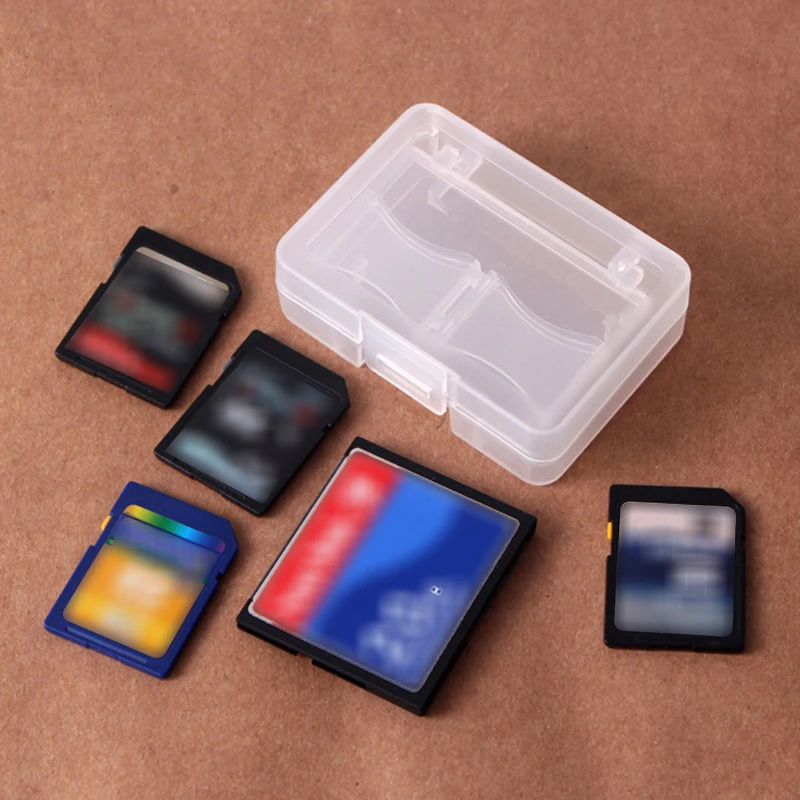 Transparent CF/SD Card Storage Box Portable Plastic Compact Flash Memory Card Protect Holder Box Storage Case Moisture-proofv