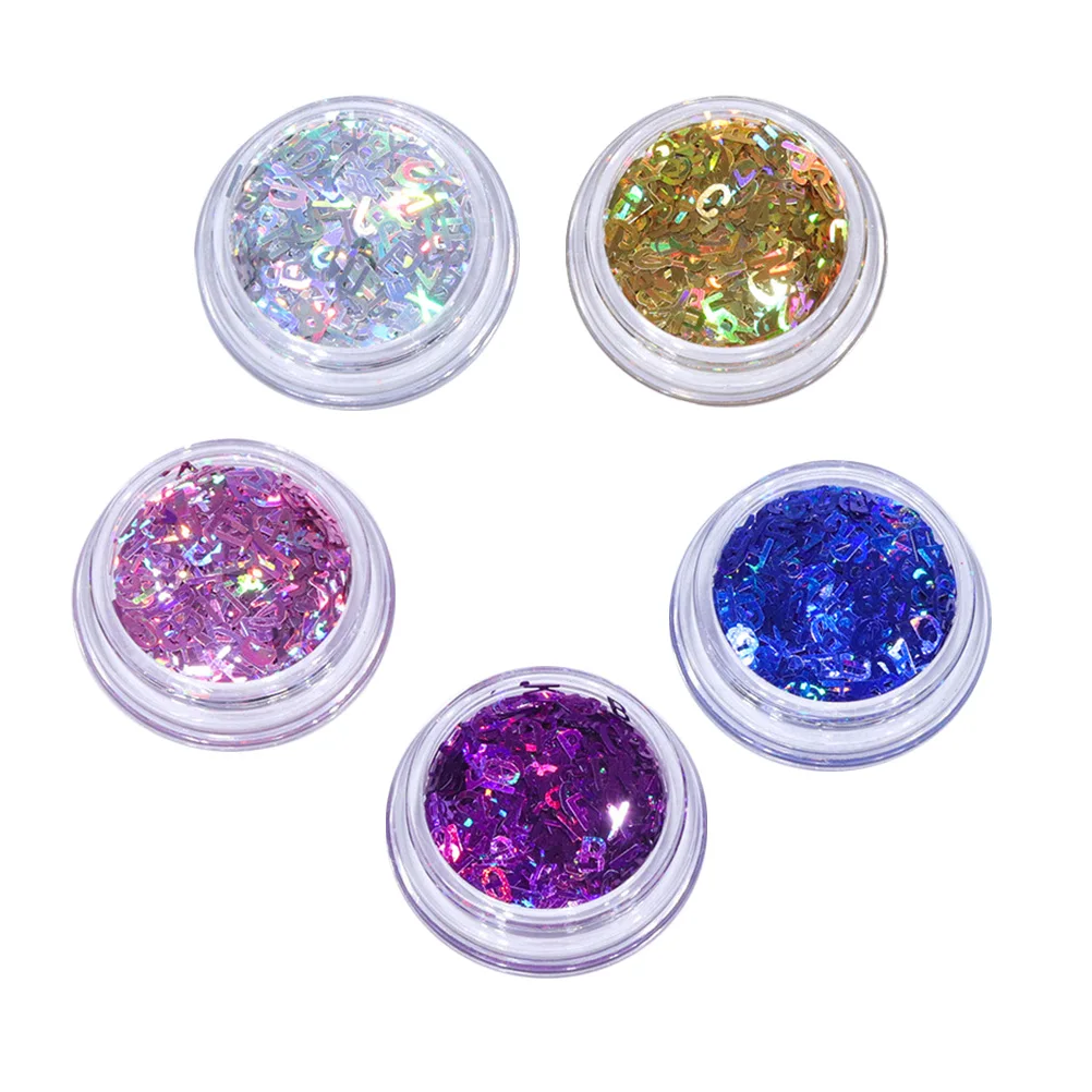 

1 set Nail Letter Stickers Glitter Sequins Art Decals Full Wraps Accessories for Party Holiday Events Nail Art Designs