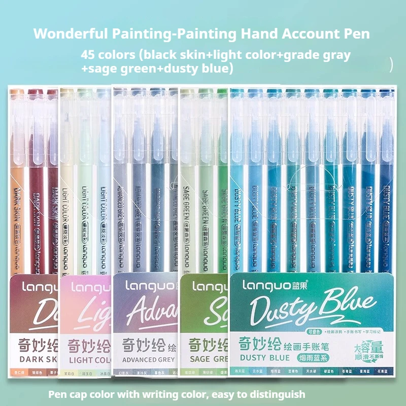 Languo 207/45/9 Kleuren Morandi Gelpen 0.6mm Dagboek Scrapbook Schilderen DIY Gelpen Set Kleur Tekenen Art Markers Schoolspullen