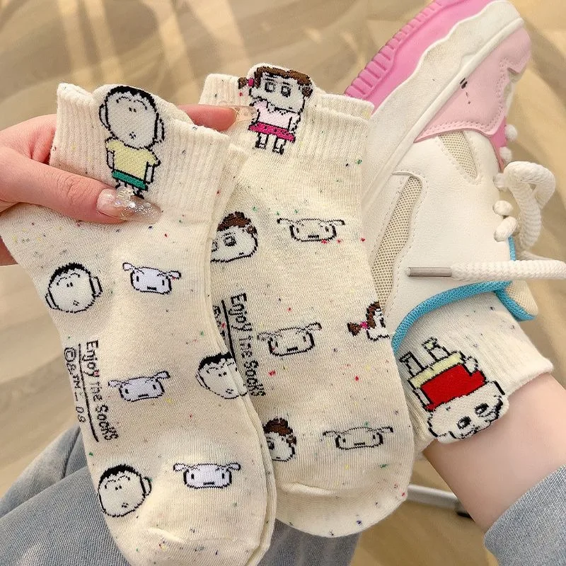 Kawaii Crayon Shin Chan Sock Anime Anime Socks Short Barrel Thin Child Cartoon Three-dimensional Preppy Cute Socks Wholesale