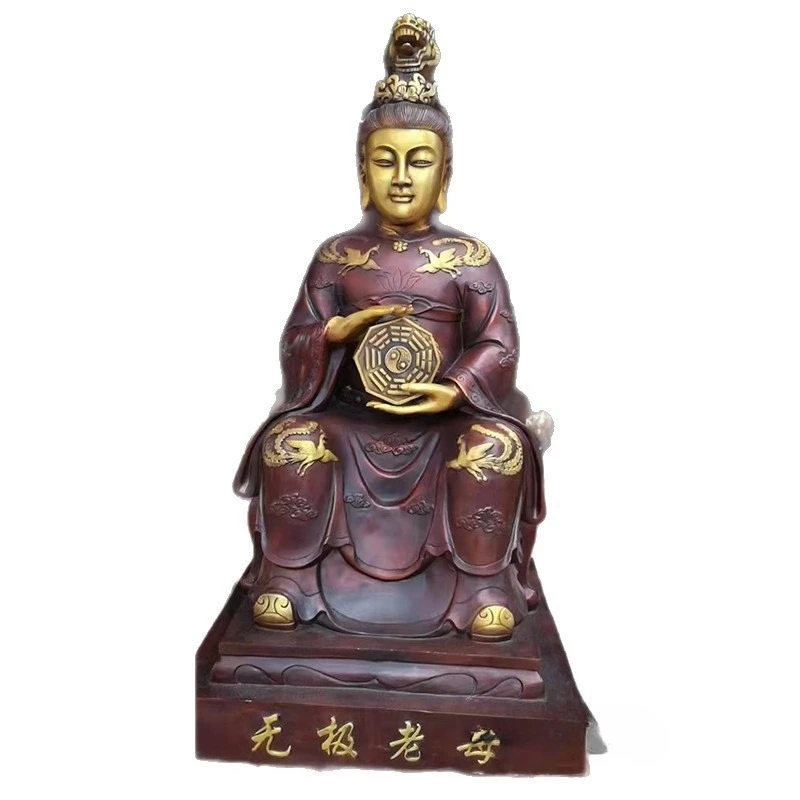 Bronze sculpture Mazu statue ornament, home worship Mazu statue, sea god, heaven icon mother handicraft, large 1 meter 3
