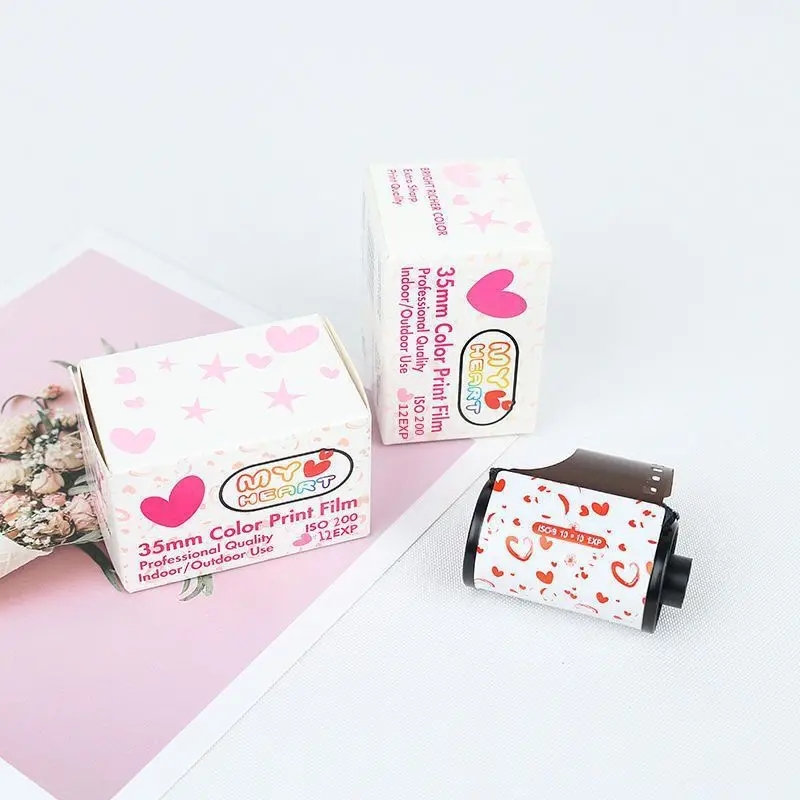 12 Sheets 35mm Color Print Film ISO 200 Universal 135 Camera Film Cute heart Film roll for Kodak Instamatic anautomatic camera