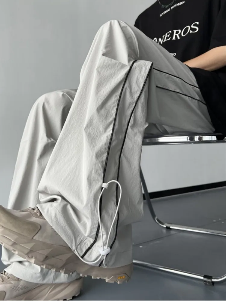 

American Sle Workwear Ice Silk Qui Dry Paratrooper Pants Men Summer Thin Casual Long Trousers Trendy Loose Straight Sport...