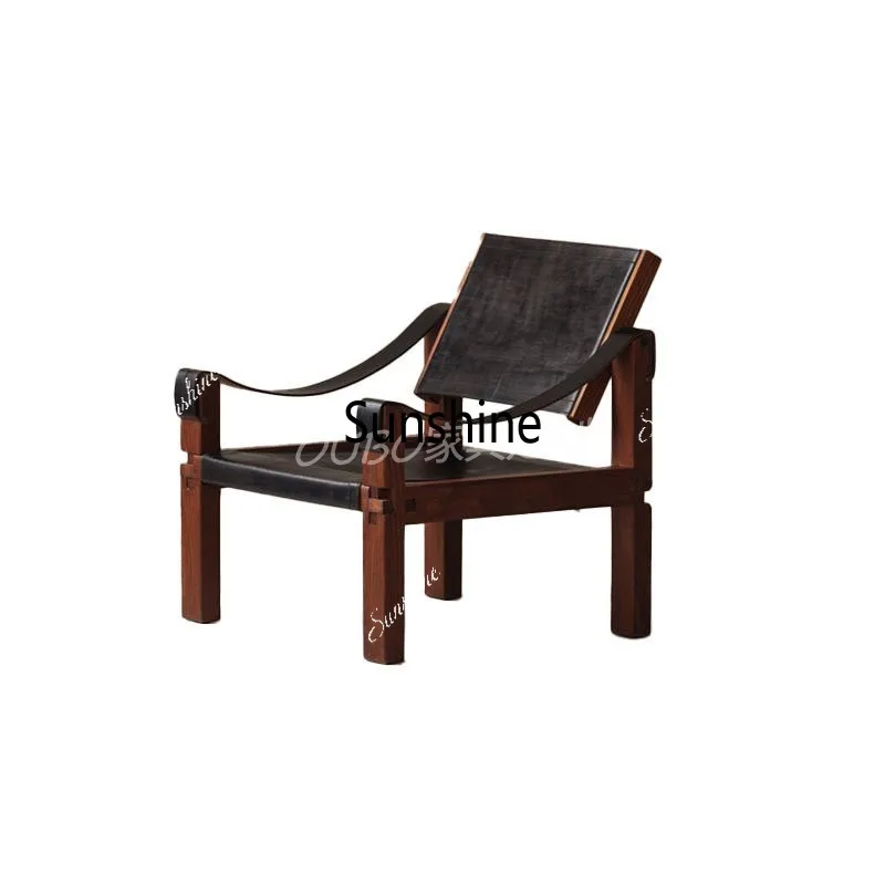 Medieval solid wood sofa chair Living room leisure single chair Reception chair