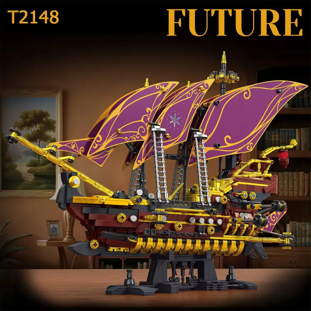

MOC Ideas The Future Pirate Ship Building Block Military Pirates Royal Guards Battle Boat Model Bricks Toy For friend adult Gift