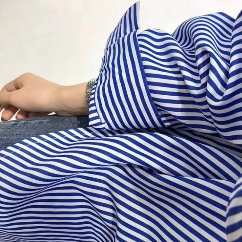 Shirts Women Blue Striped Long Sleeve Design Loose Chic Vintage Korean Basic Tops Female All-match Elegant Office Lady Leisure