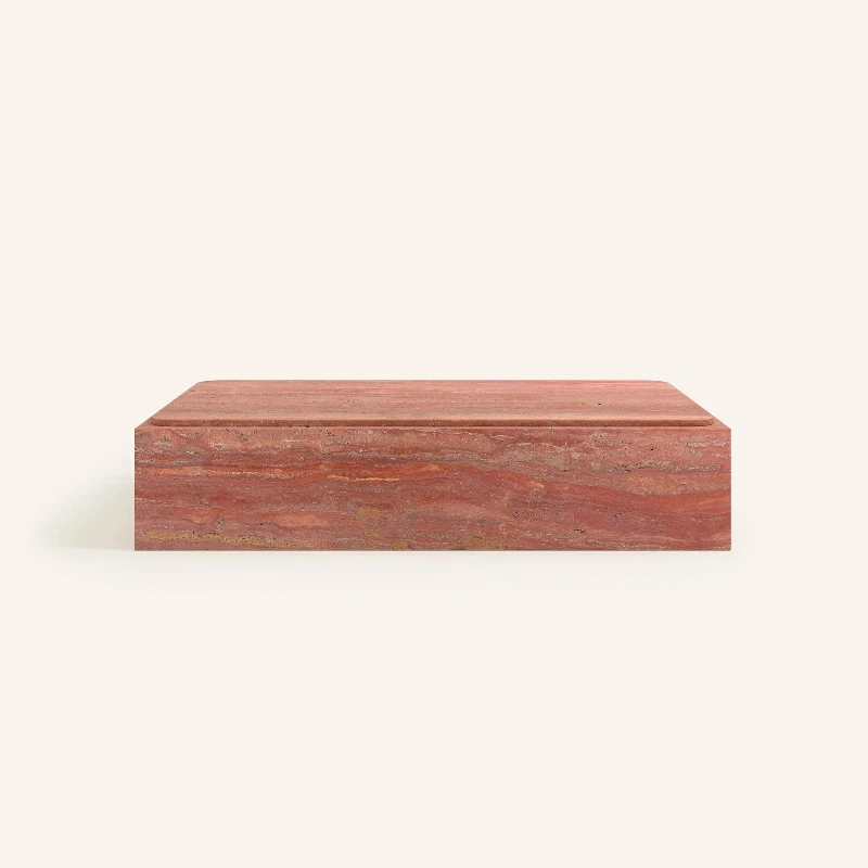 

Natural Red Travertine Coffee Table Home Living Room Personalized Creative Square Tea Table Simple Marble Coffee Table
