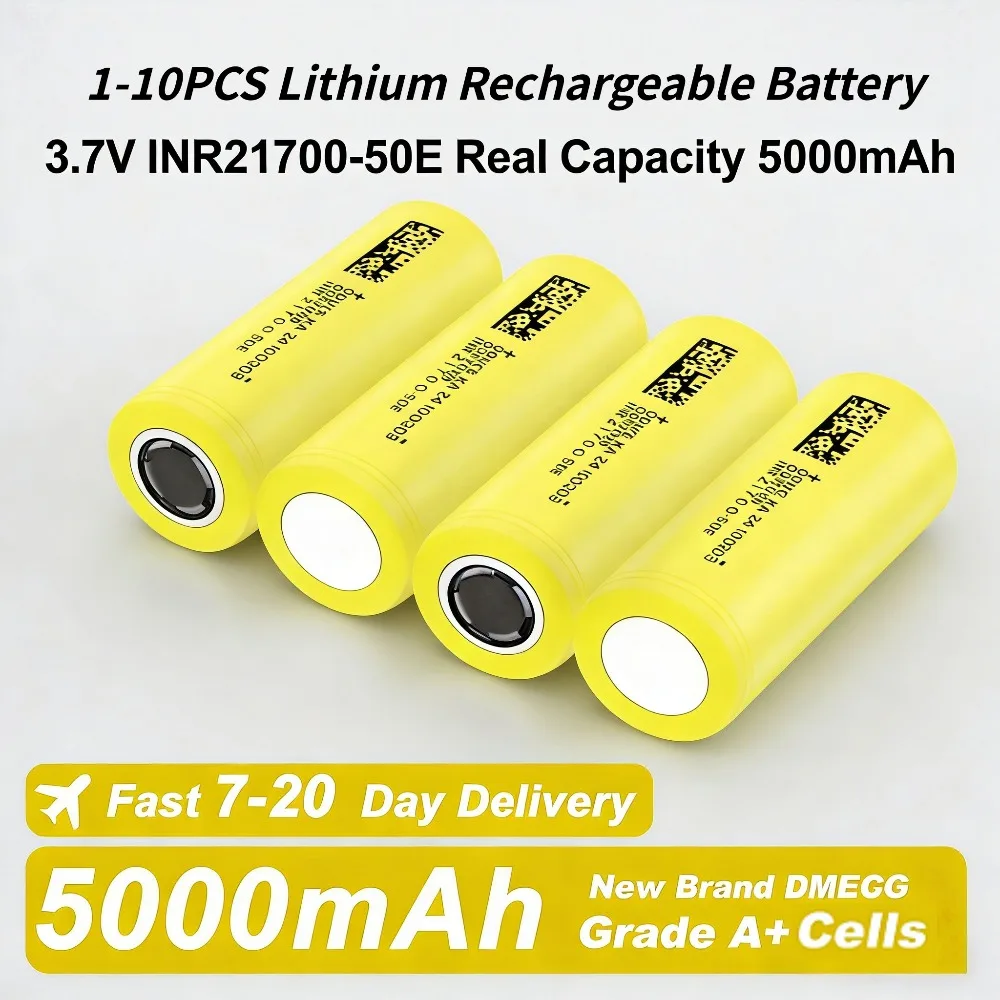 

Высокотоковая аккумуляторная батарея 21700 3.7V 5000mAh с плоским контактом, 3C 15A разряд, для светодиодных фонарей, 1-10 шт.