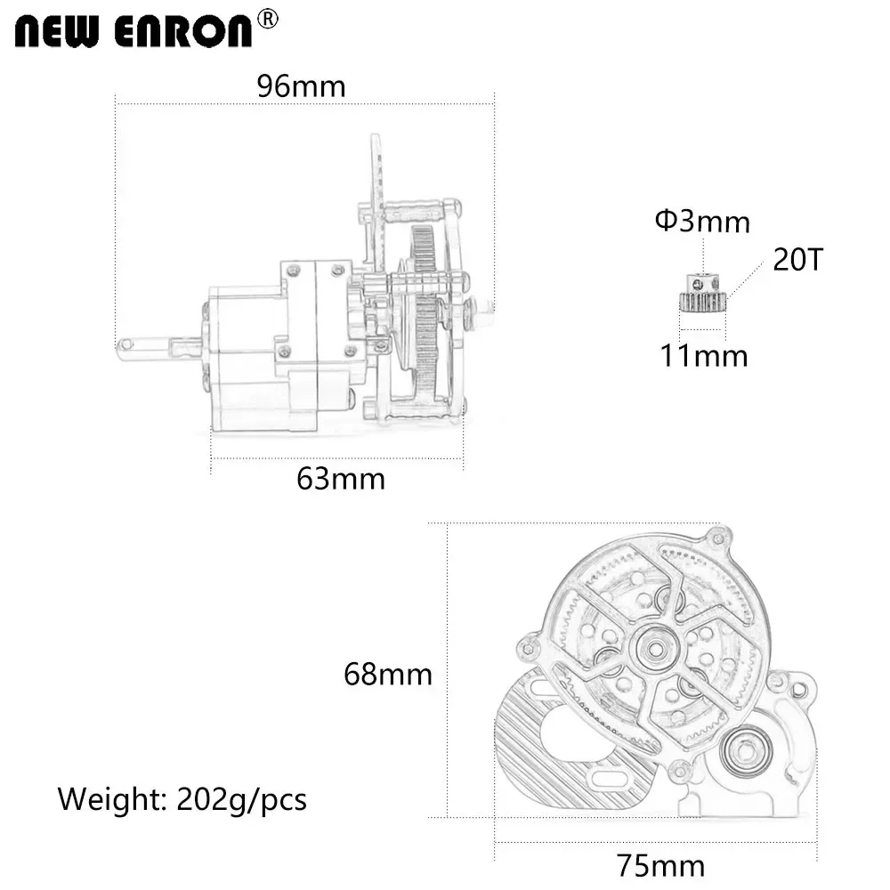 Aluminium Alloy CNC Transmission Case Center Gearbox for RC Car 1/10 Axial Wraith 90018 90045 90056