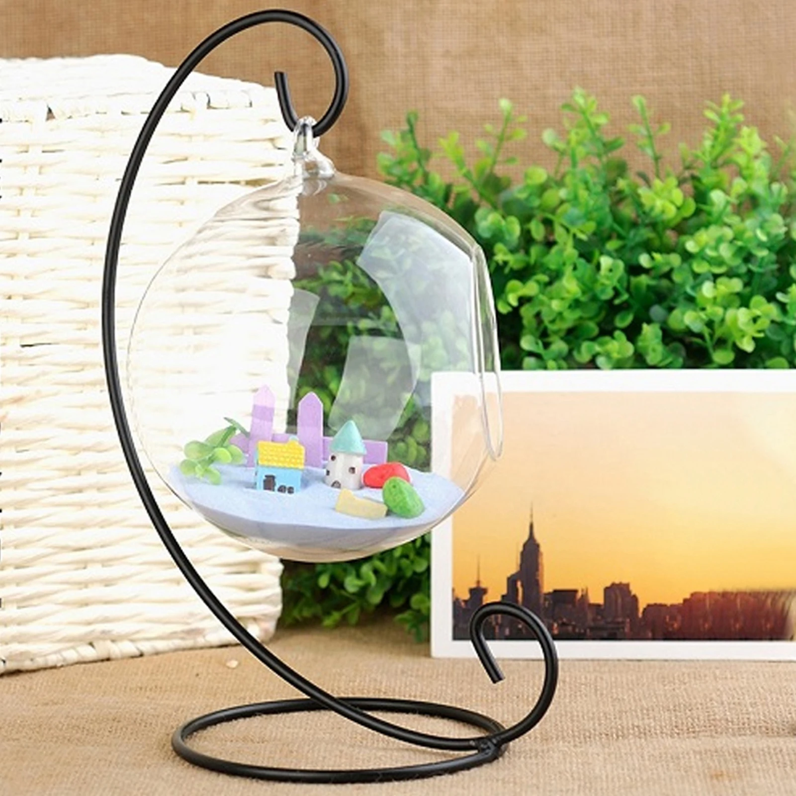 Hanging Glass Vase Large Terrarium With Frame For Air Plants Succulent Planters