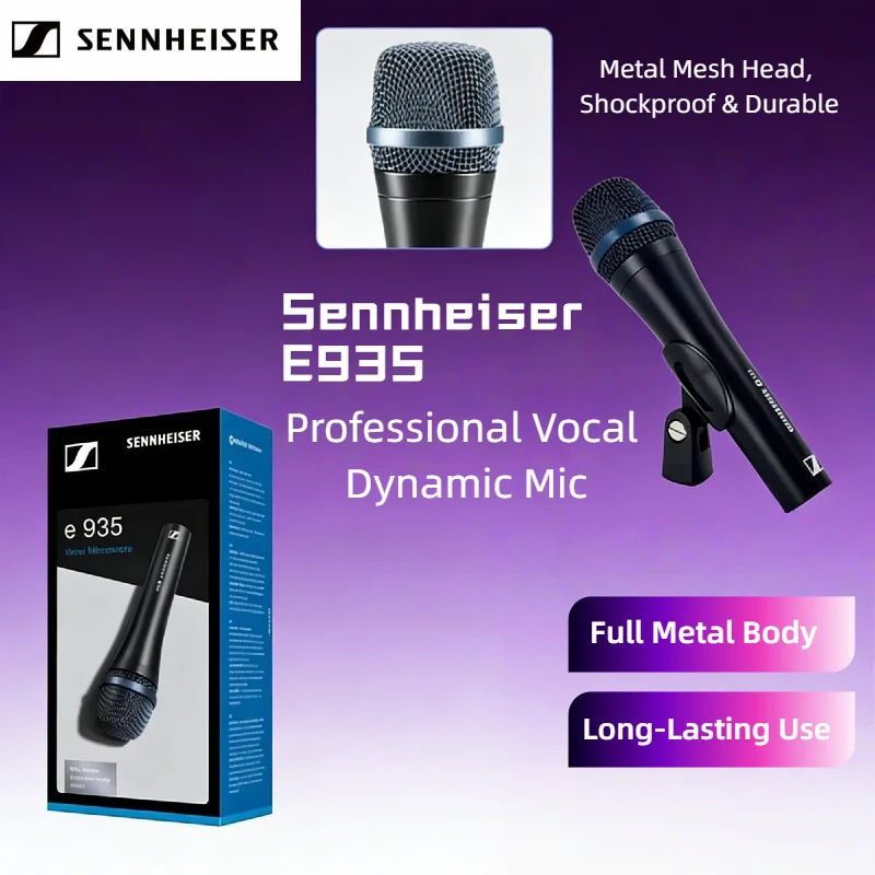

Оригинальный проводной динамический микрофон Sennheiser E935 с кардиоидной диаграммой направленности для живого вокала, караоке, сценических выступлений и использования в студии.