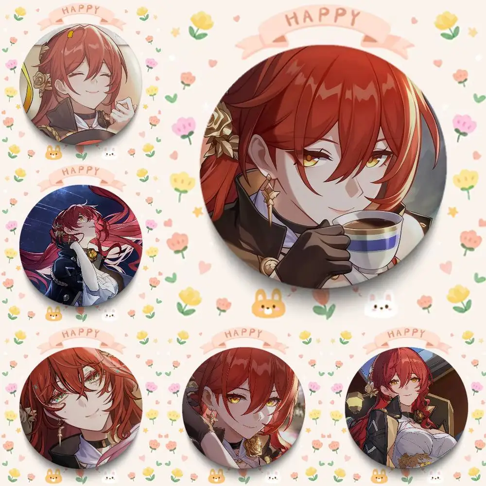 Honkai Star Rail Himeko Badges 25 32 44 58 75 Mm Round Cosplay Pin Bag Decor Fans Collect Friends Gifts Brooch Souvenir