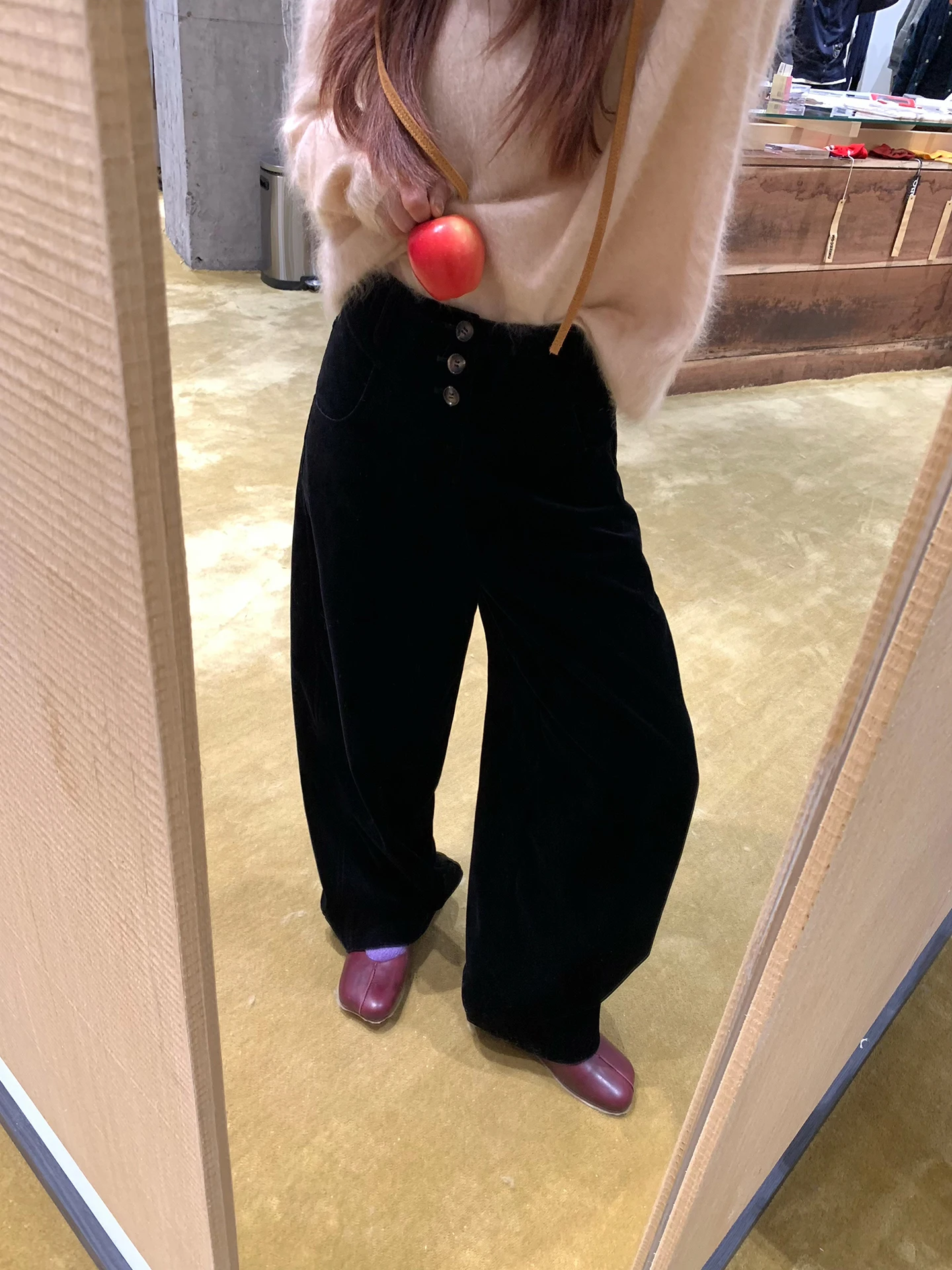 

Bla Velvet Knife- Pants Soft Tailoring Tee-Button Slimming Leg a Casual Cotton Straight Leg Trousers for Women