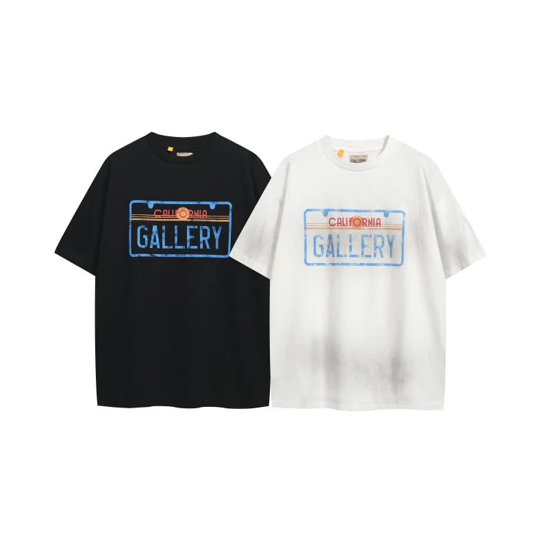 California License Plate Logo Letter Print High Street Short Sleeve T-Shirt Men's Loose Fit Youth Trend Summer Casual round Neck view 4