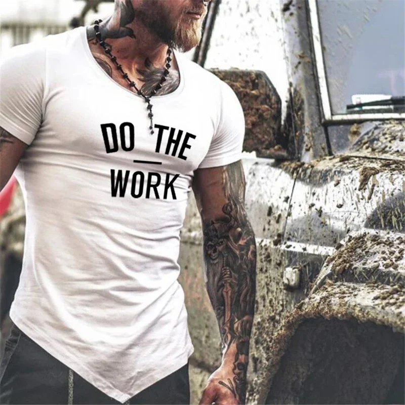 Brand Cotton men Bodybuilding Clothing Male Slim Fit t shirt Man fitness T-shirts Casual T-Shirts print mens gym tops tees