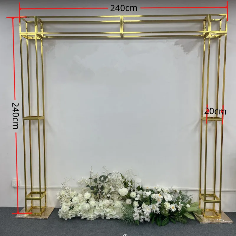 Detachable Shinning Gold Arch Metal Frame For Wedding Stage Decoration