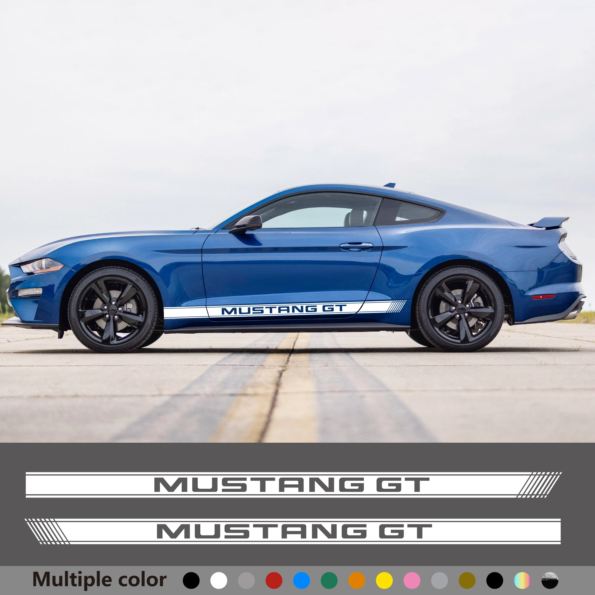 

2Pcs Car Side Door Stripe Skirt Sticker Apply For Ford Mustang 2015-2018 GT Shelby Decor Auto Exterior Accessories Vinyl Decal