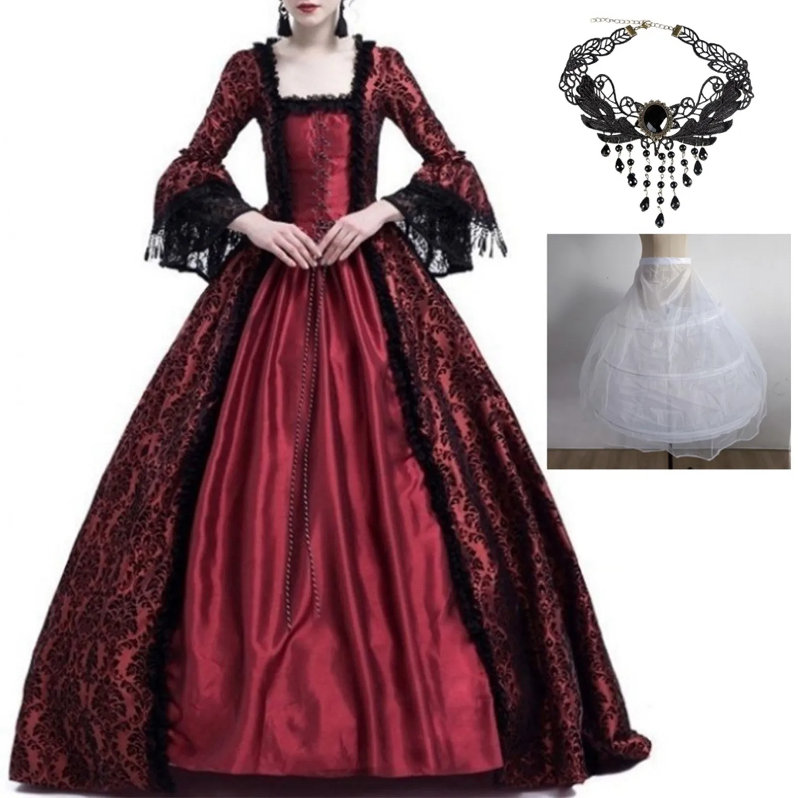 

Женская длинная юбка в стиле ретро, модное готическое платье с длинным рукавом и капюшоном, платье в пол для косплея с юбкой