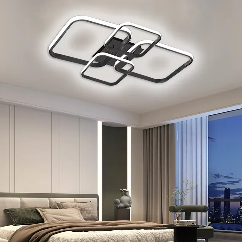 Modern LED Ceiling Light Fixtures Square Flush Mount Lamp for Living Room Dining Room Bedroom Kitchen Energy Efficient Lighting