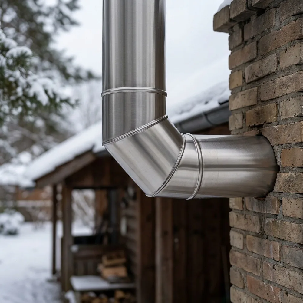 Chimney Elbow for Exhaust Pipe Made of Thickened Stainless Steel Resistant to High and Rust 100mm 110mm 120mm Size