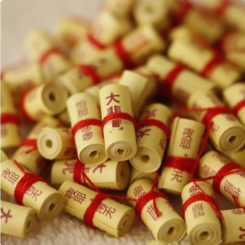 10roll/bag 6x12mm Tibetan Great Compassion Prajna Shurangama King Kong Mini Scriptures Scroll Buddhist Hall Pendant Decoration