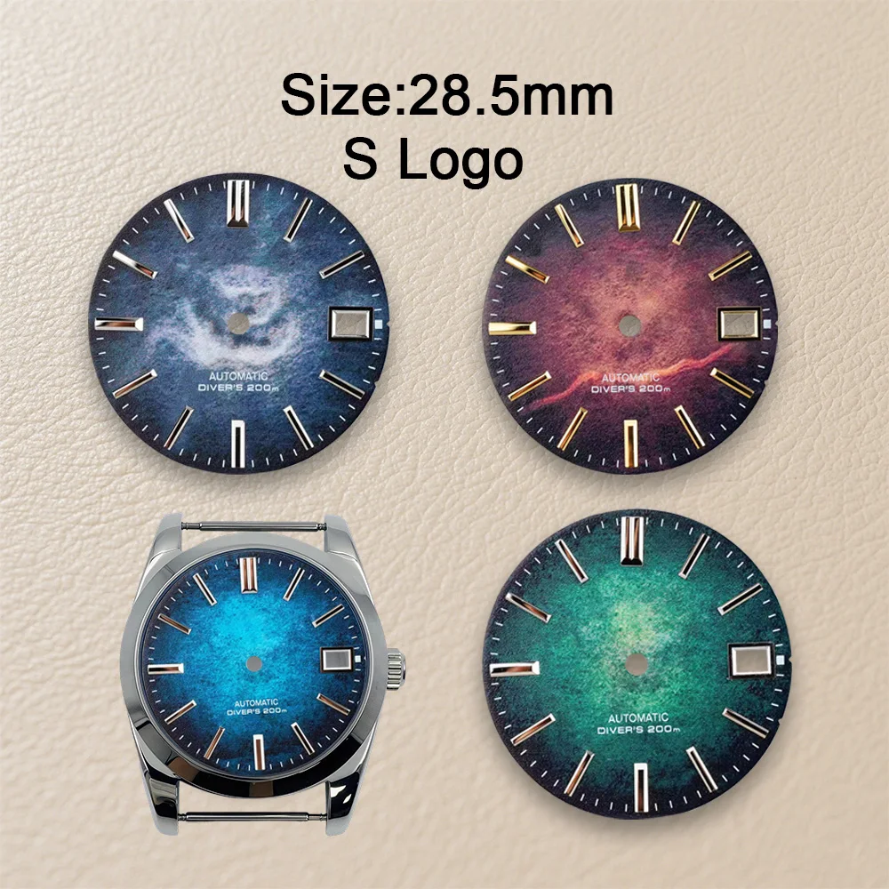 Nh35 Dial S Logo 28.5mm Gradient Dial No Luminous For NH35  Movements High Quality Watch Accessories Repair Tool