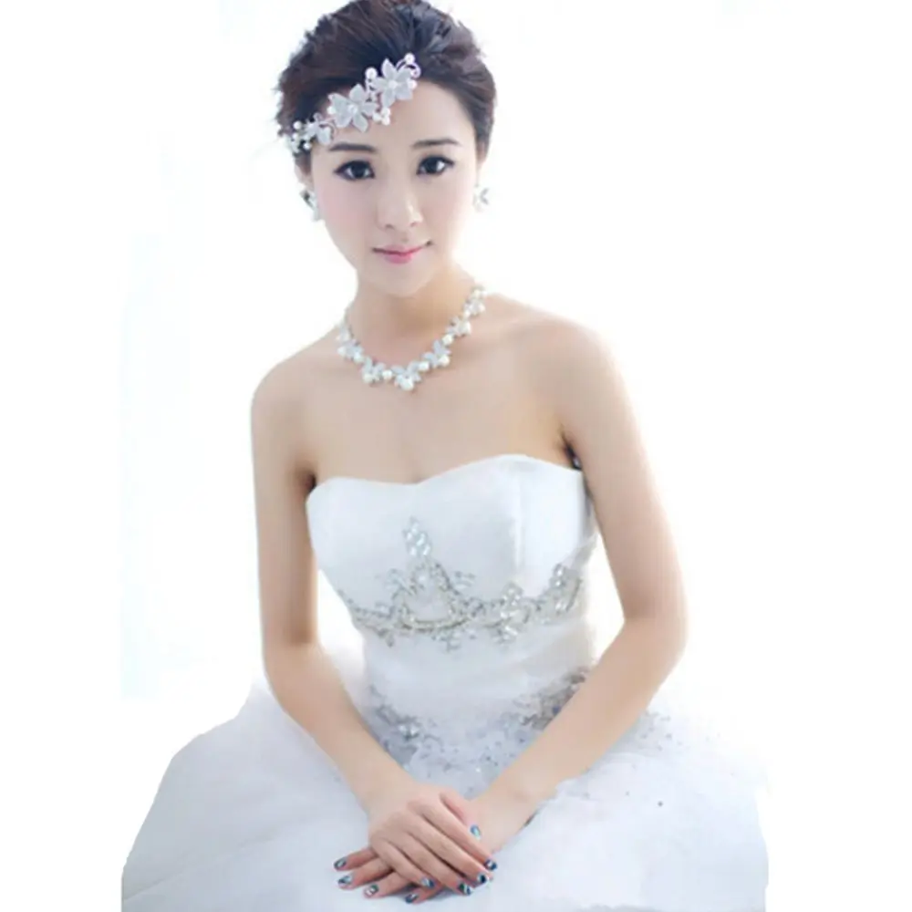 Chain Delicate Korean Comb Soft Clip Wedding Clear Pearls Pearl Crystal Band 1PCS Party Sweet Flower Headband Hair Rhinestone