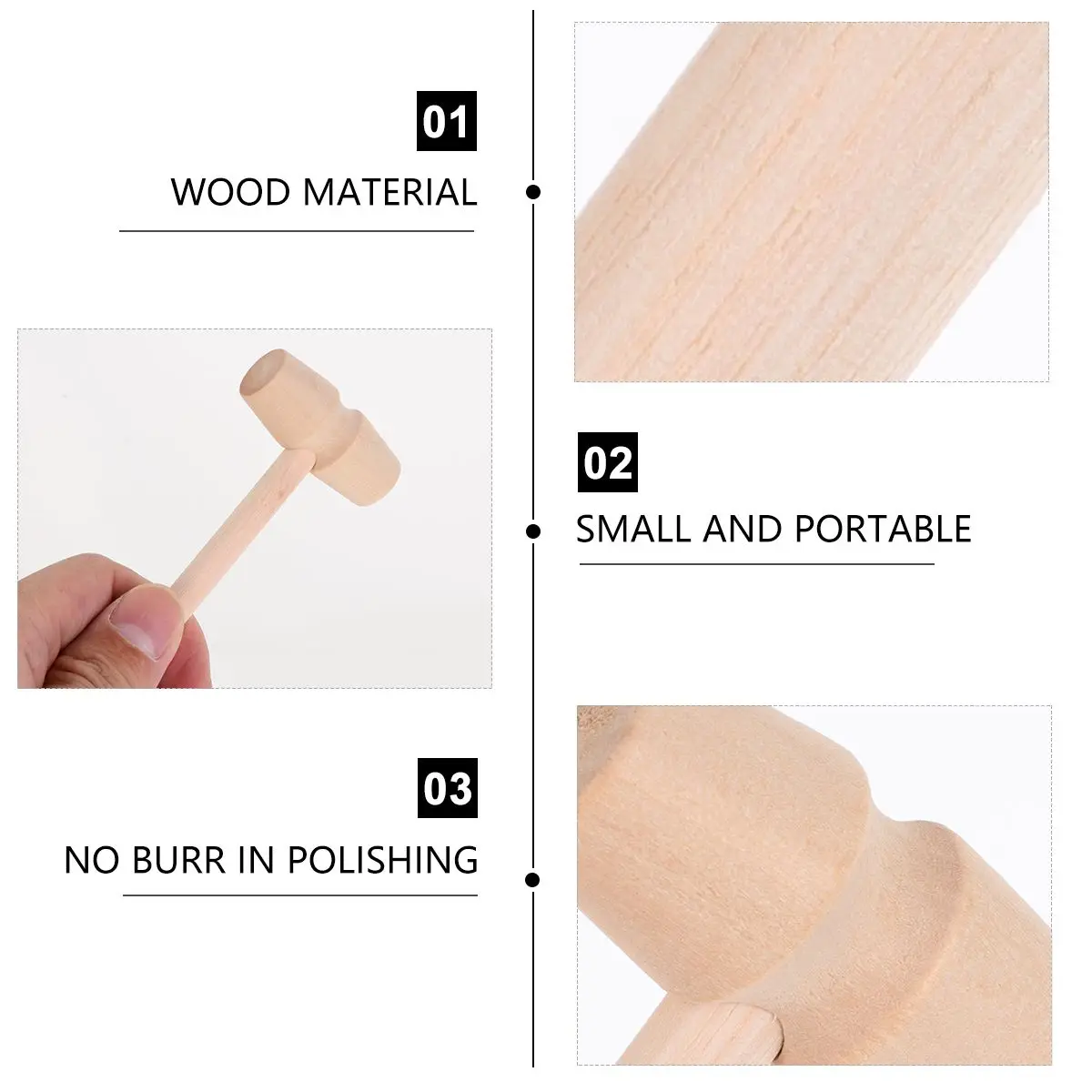 

10 Pcs Wooden Hammer Toys Safe Kids Educational Mini Mallets H Eye Coordination Promotion Toddler Vacuum Play