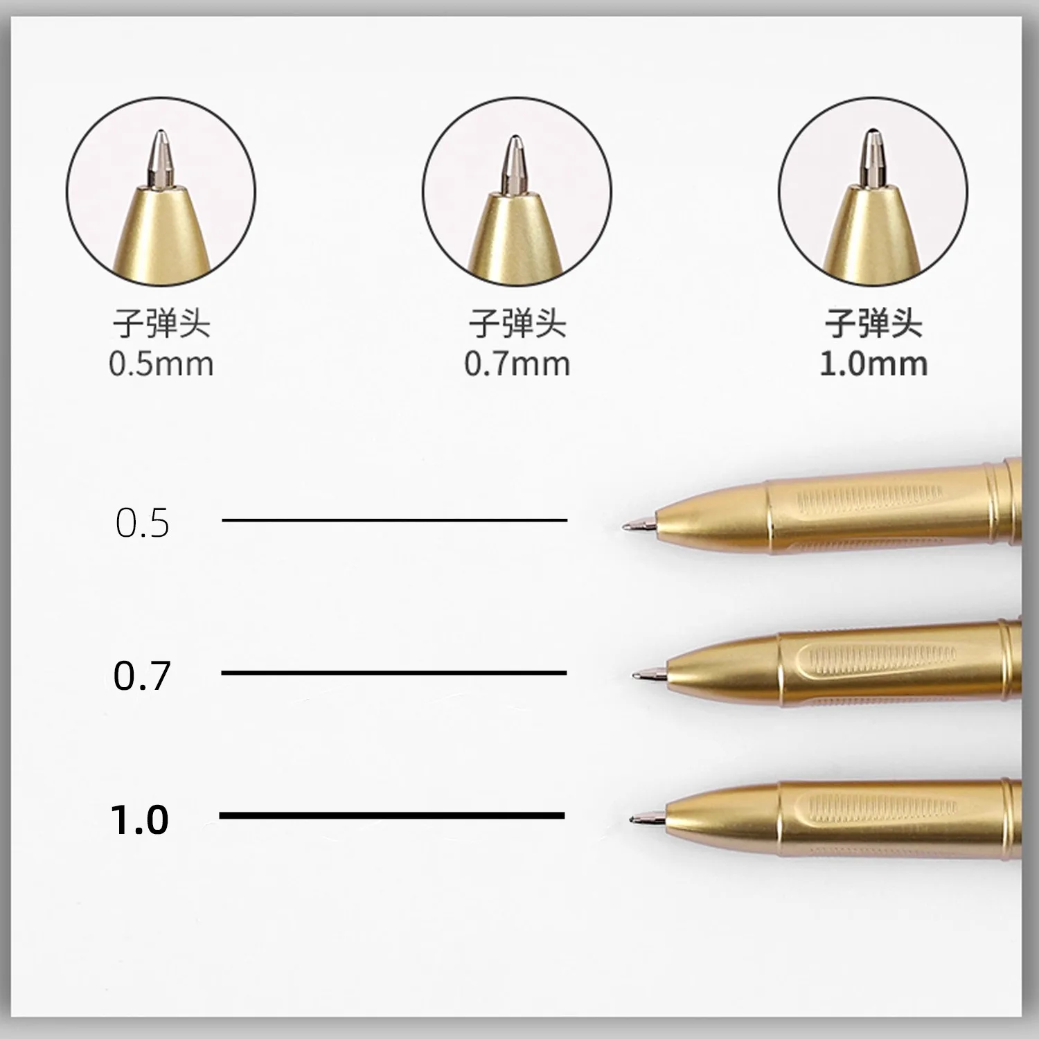 大容量書道ジェルペン、1.0mm、0.7mm、0.5mm、書道ペン、カーボンブラックインク、学校、オフィスアクセサリー、6個