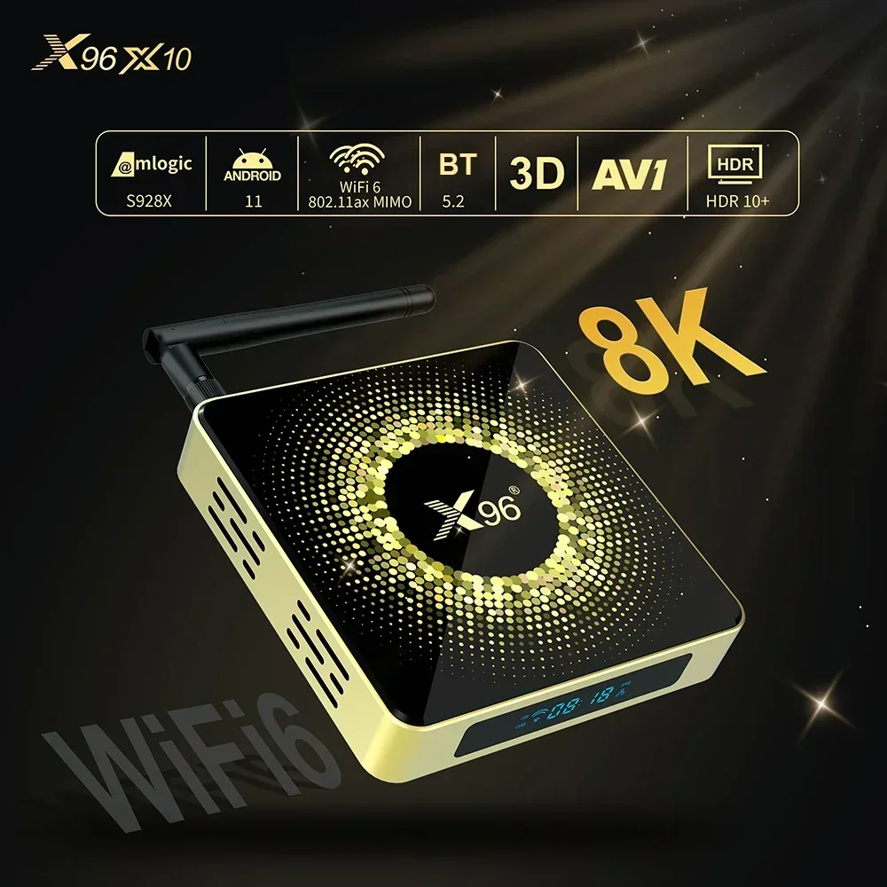 

X96 X10 Amlogic S928X TV Box 8G 64G Support 8K USB3.0 Wifi6 BT5.2 1000M LAN Media Player X96 X10 4G 32G Google Voice Set Top Box