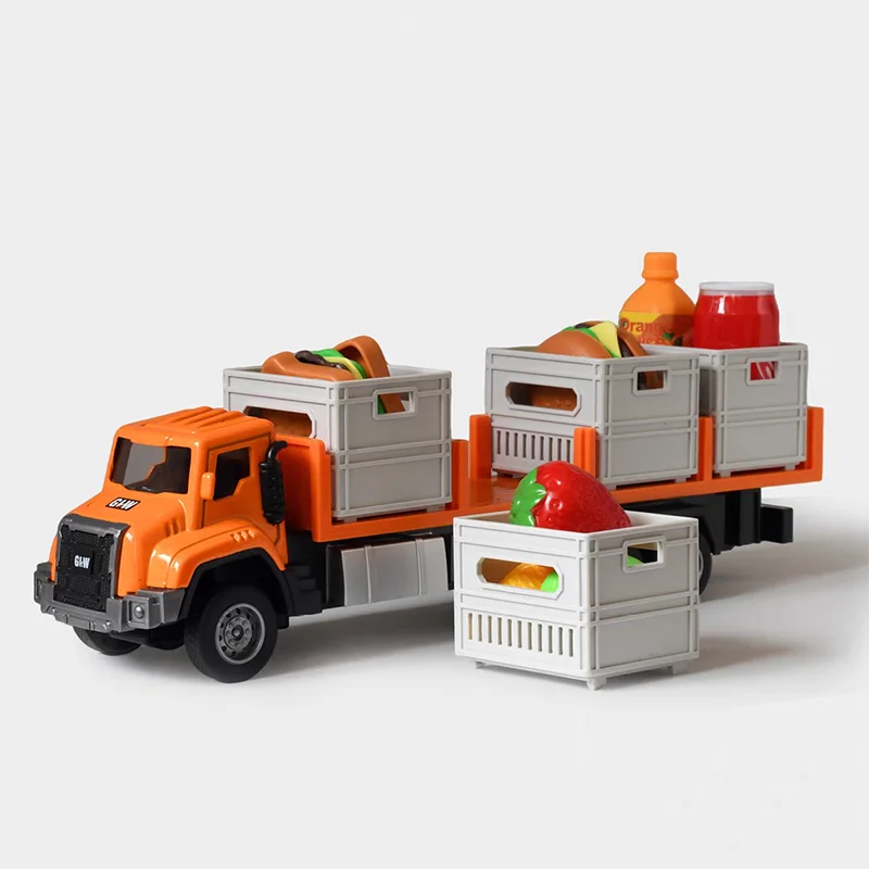 

City Food Fruit Transport Truck Alloy+Plastic DIY Play Vehicle Cargo Car Educational Toys Diecast Construction For Children Gift