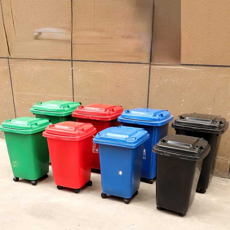 

50/30 liter outdoor garbage bin, household large kitchen with lid, office commercial kitchen waste special L with wheels