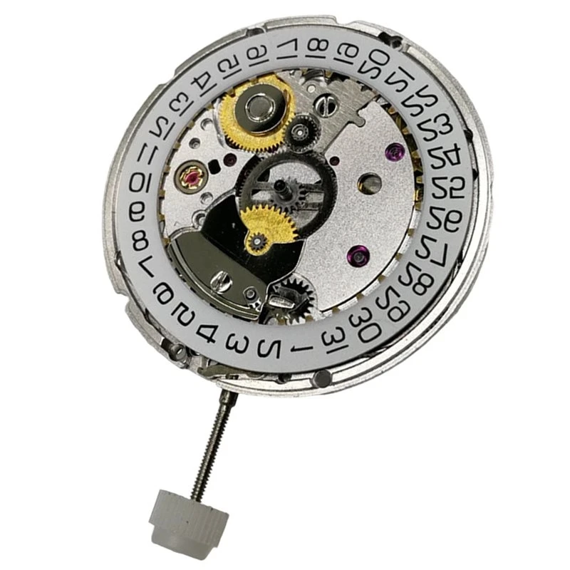 Gold/White 2824-2 Automatic Mechanical Watch Movement Parts, Single Date Display At 3 O' Clock Silver