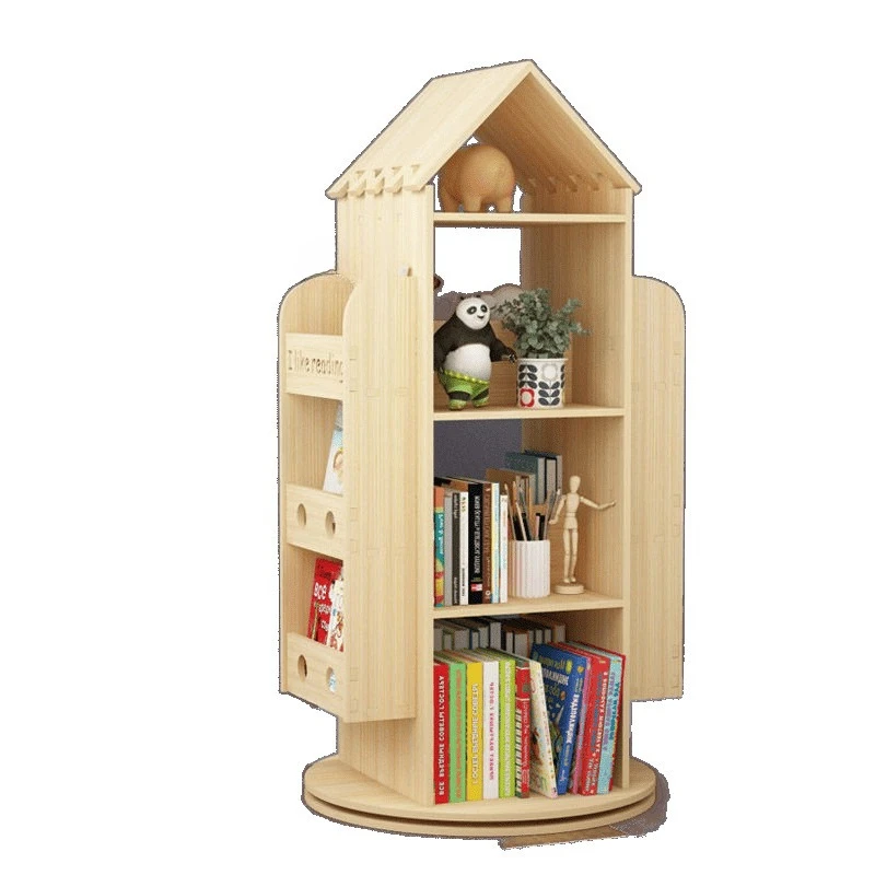 

rotating bookshelf, children's picture book rack, simple floor-to-ceiling toy storage bookcase, shelf, bedside table