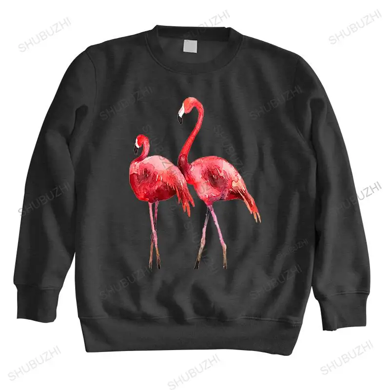 Man brand shubuzhi crew neck hoodie hot sale Flamingo animal print pattern unisex cotton High Quality sweatshirt oversized