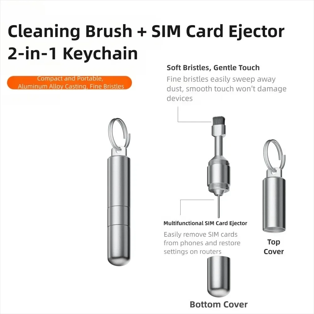 Alat Pembuka Kartu SIM 2 in 1 Berkualitas Tinggi, Portabel, dari Paduan Aluminium, Gantungan Kunci, Pin Ejektor Mini, Pembuka EDC, untuk Headphone