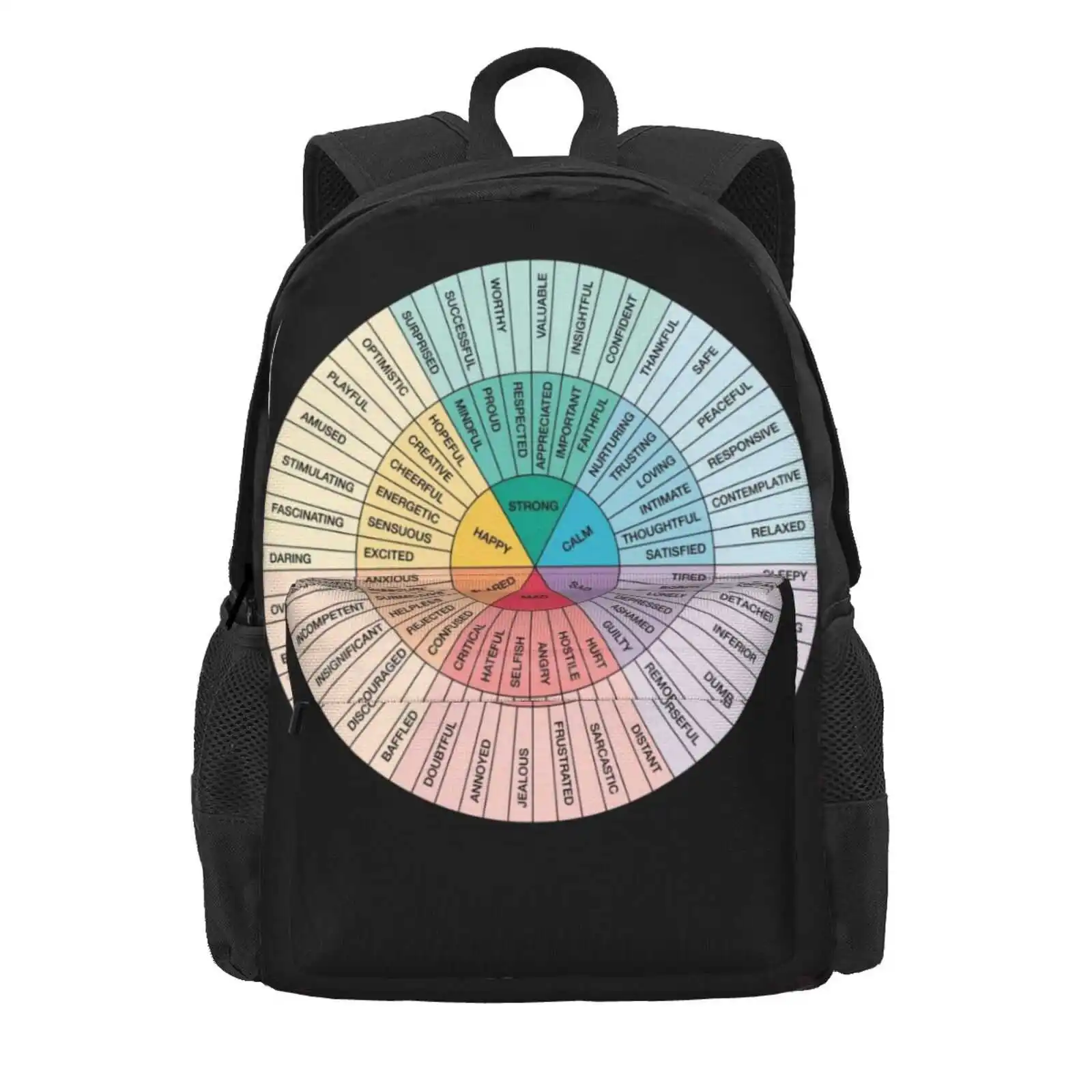 Wheel Of Feelings And Emotions On Black - Therapy And Counseling Art - Dbt & Cbt Gift For Counselor, Therapist And Parent Hot