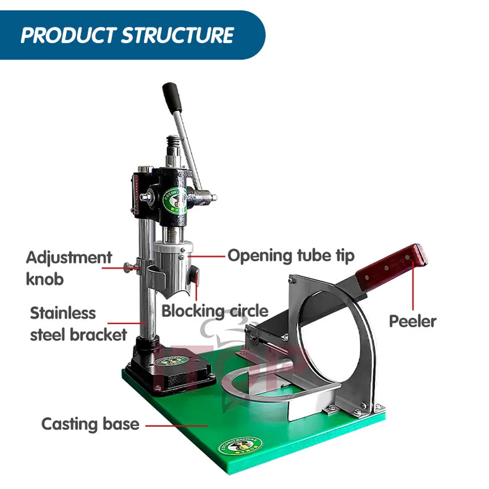 ITOP Coconut Opening Kit Fresh Green Young Coconut Peeler and Opener Manual Commercial Tool