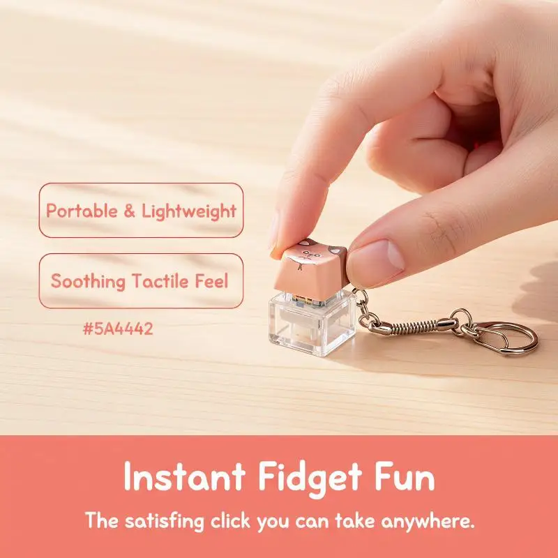 Pocket Size Stress Relief Fidget Keychain Cute Cat Dog Pendant Mini Mechanical Press Toy for On-the-Go Use