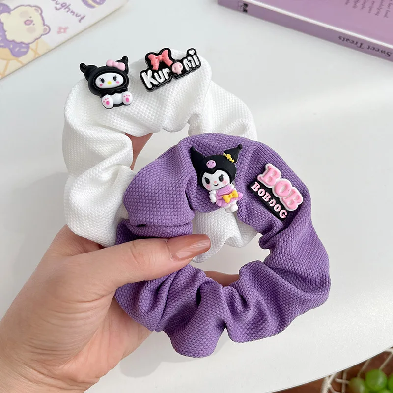 Kawaii Sanrio Scrunchie Girls Hair Bands Cute Cartoon Kuromi Hair Rope Elastic Headband Hair Accessories Holder Holiday Gift