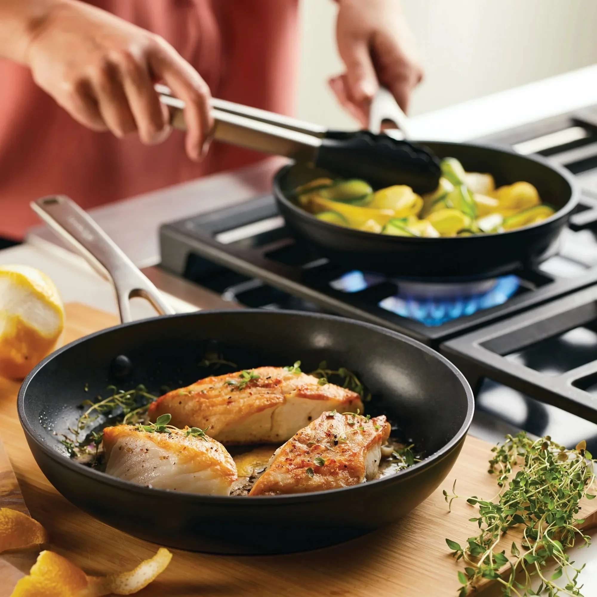 

Hard-Anodized 2 Pcs Induction Nonstick Frying Pan Set, Dishwasher Safe and Oven Safe to 500°F, Matte Black