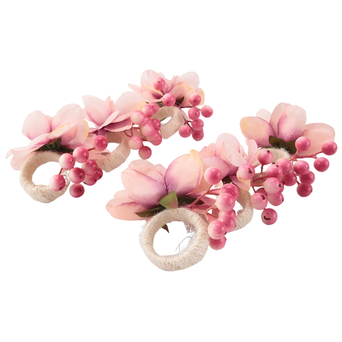 Flower Napkin Rings 6Pcs, Napkin Rings Holder, Spring Floral Serviette Buckles Holder Table Decorations, A