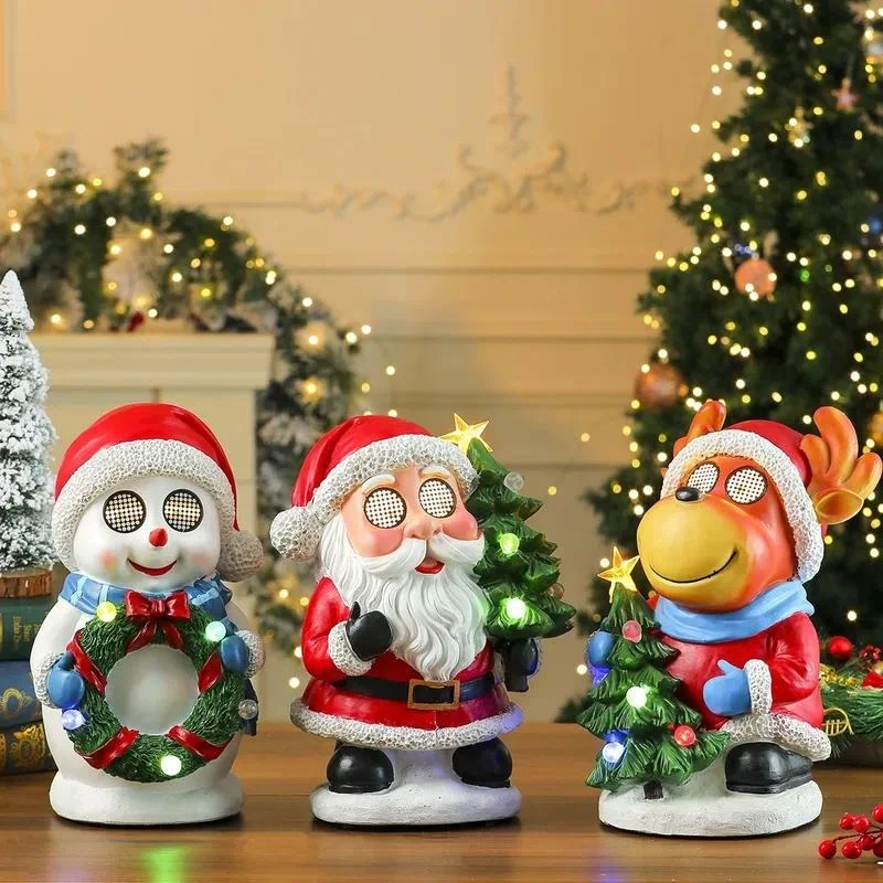Tree Resin Santa Glow Music Box Ornaments Christmas Decorations Children's Holiday Gifts