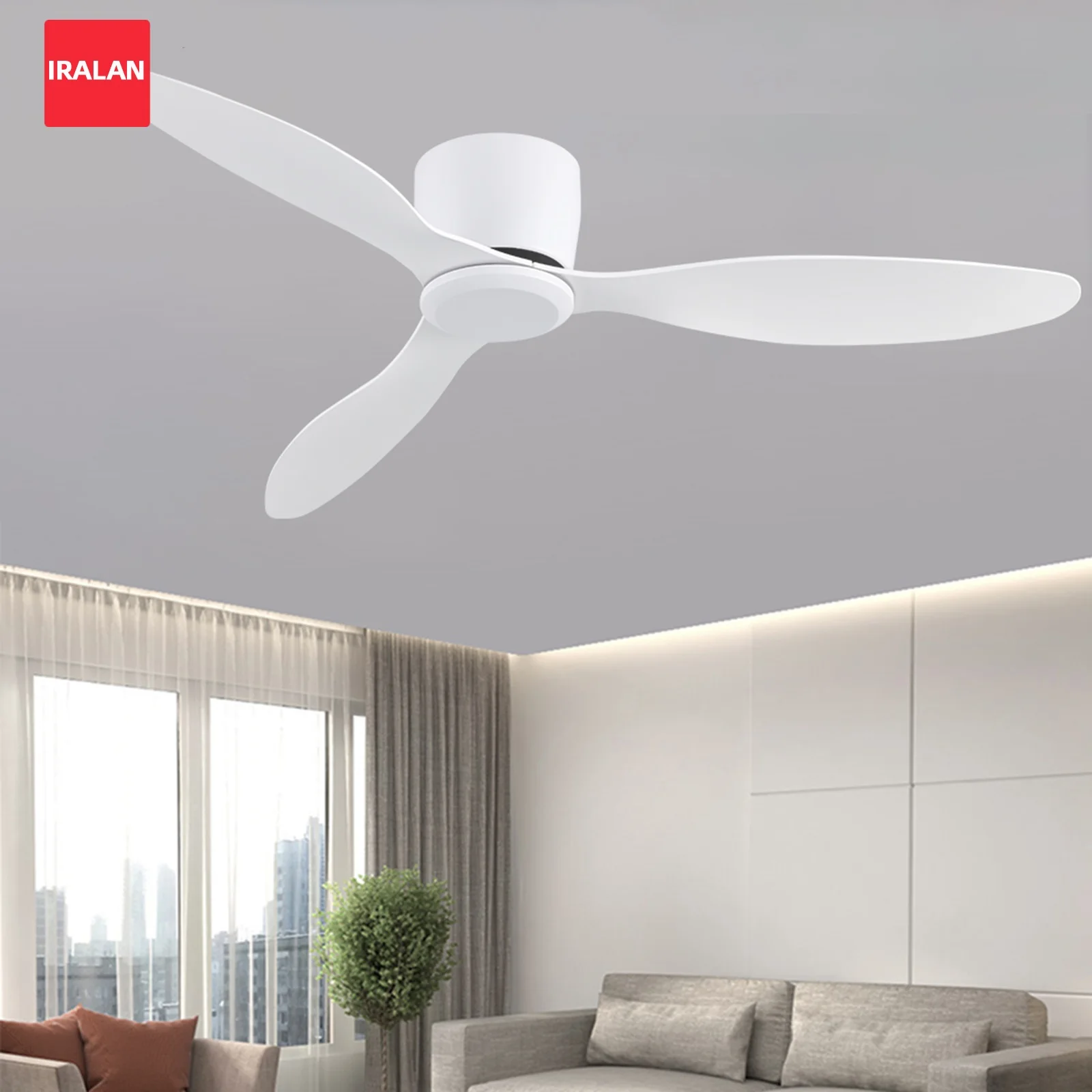 IRALAN 42/52 Zoll Deckenventilator ohne Licht, 6 Geschwindigkeiten, mit Timer-Ventilator für Schlafzimmer, Wohnzimmer, Esszimmer, niedriger Boden, großer Ventilator