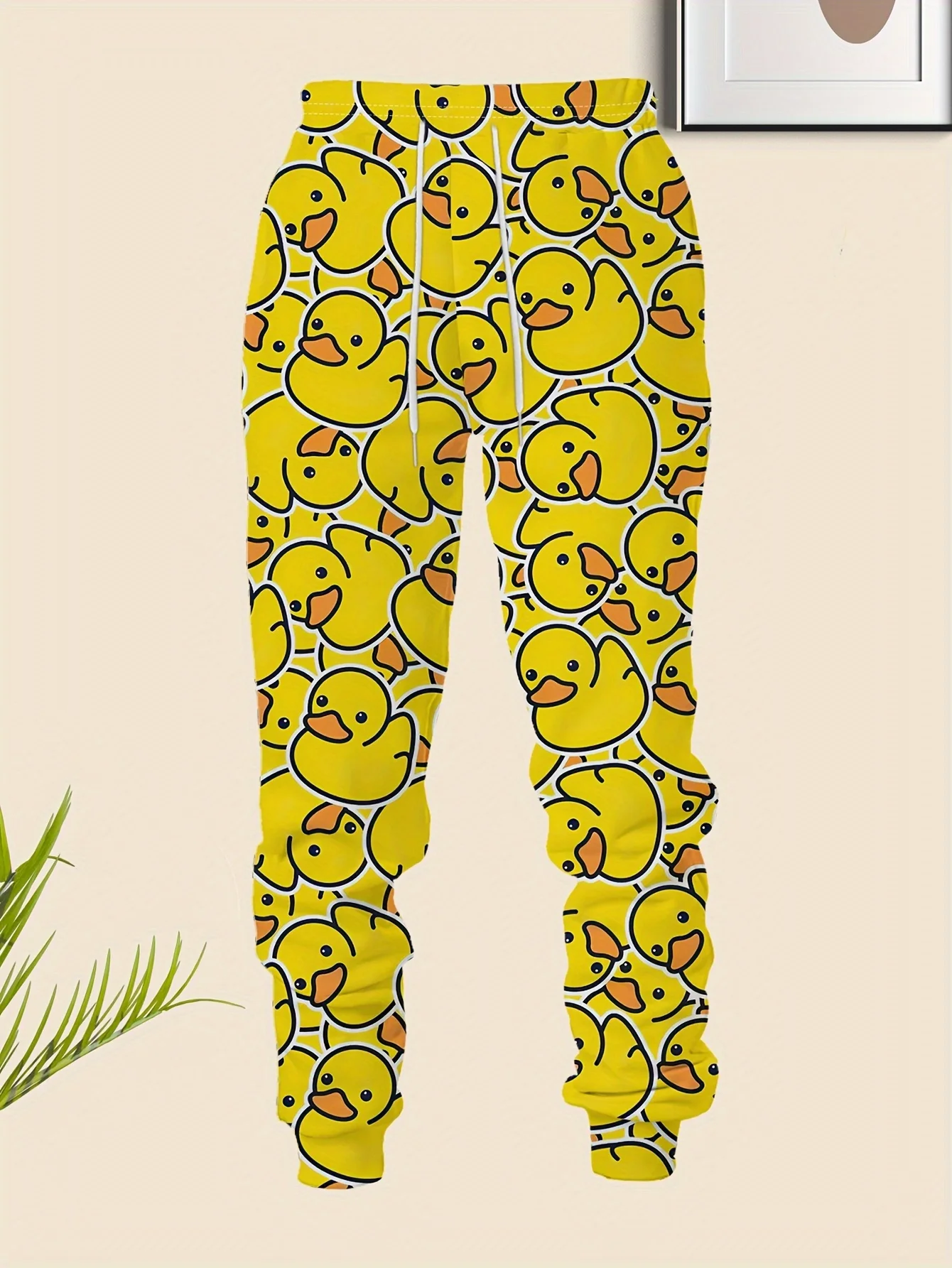 

Men's 2025 Sweatpants,Yellow duck Graphic Polyester Joggers, Slim Fit Casual Lounge Pants with Pockets, Autumn Winter Streetwear